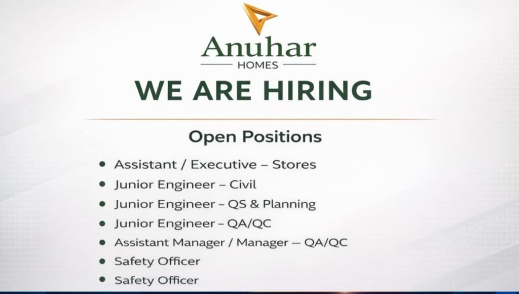 Anuhar Homes Hiring 2026