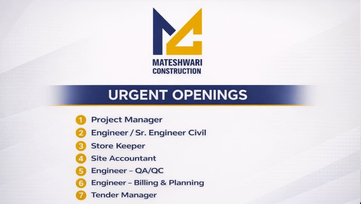 Mateshwari Construction Urgent Openings 2026