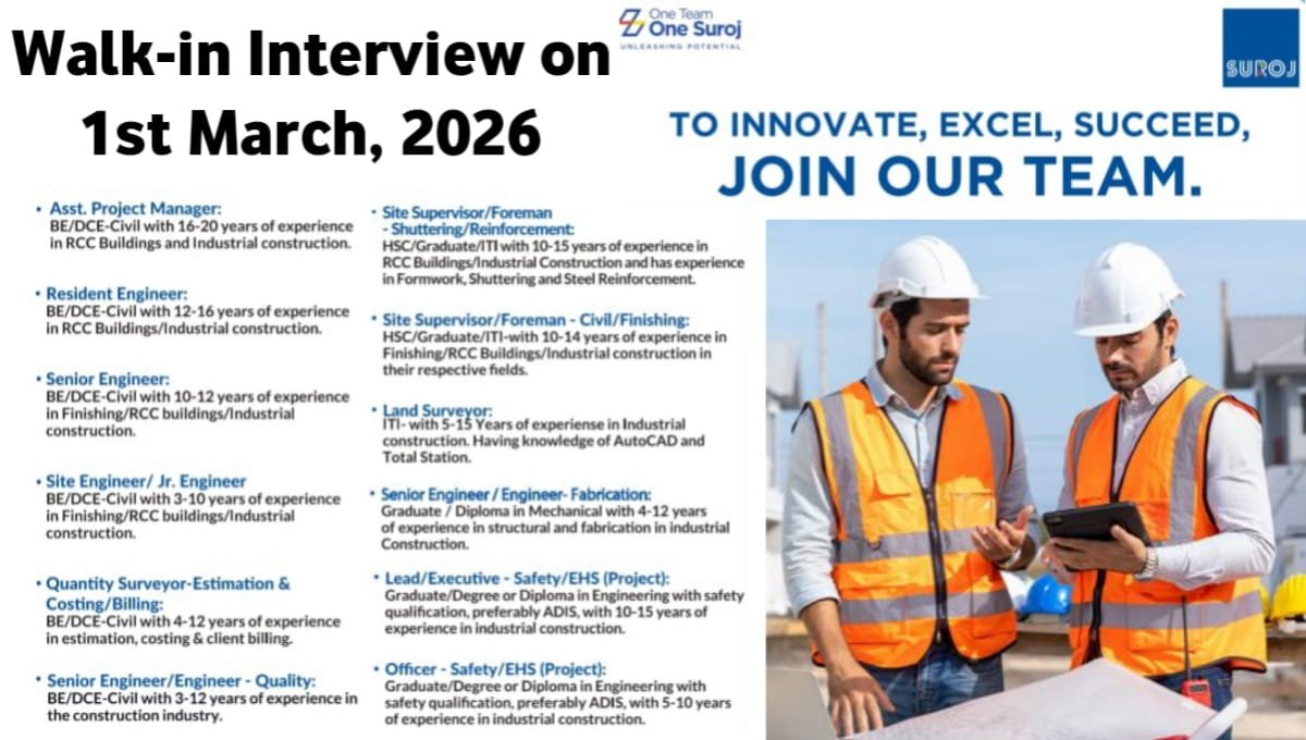 Suroj Buildcon Pvt Ltd Walk-In Interview 2026