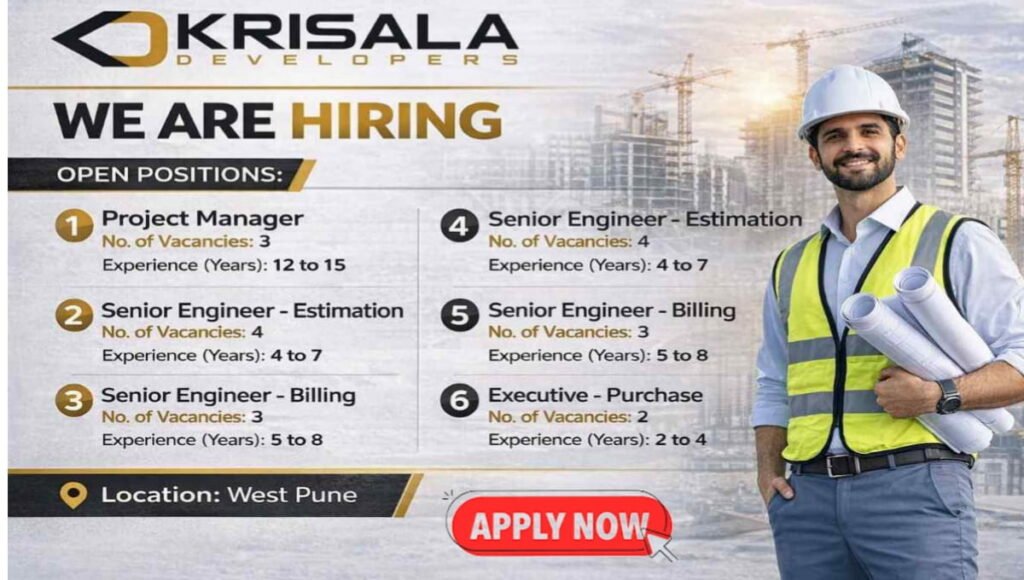 Krisala Developers Job Vacancy 2026