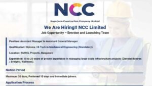 NCC Limited is hiring Now