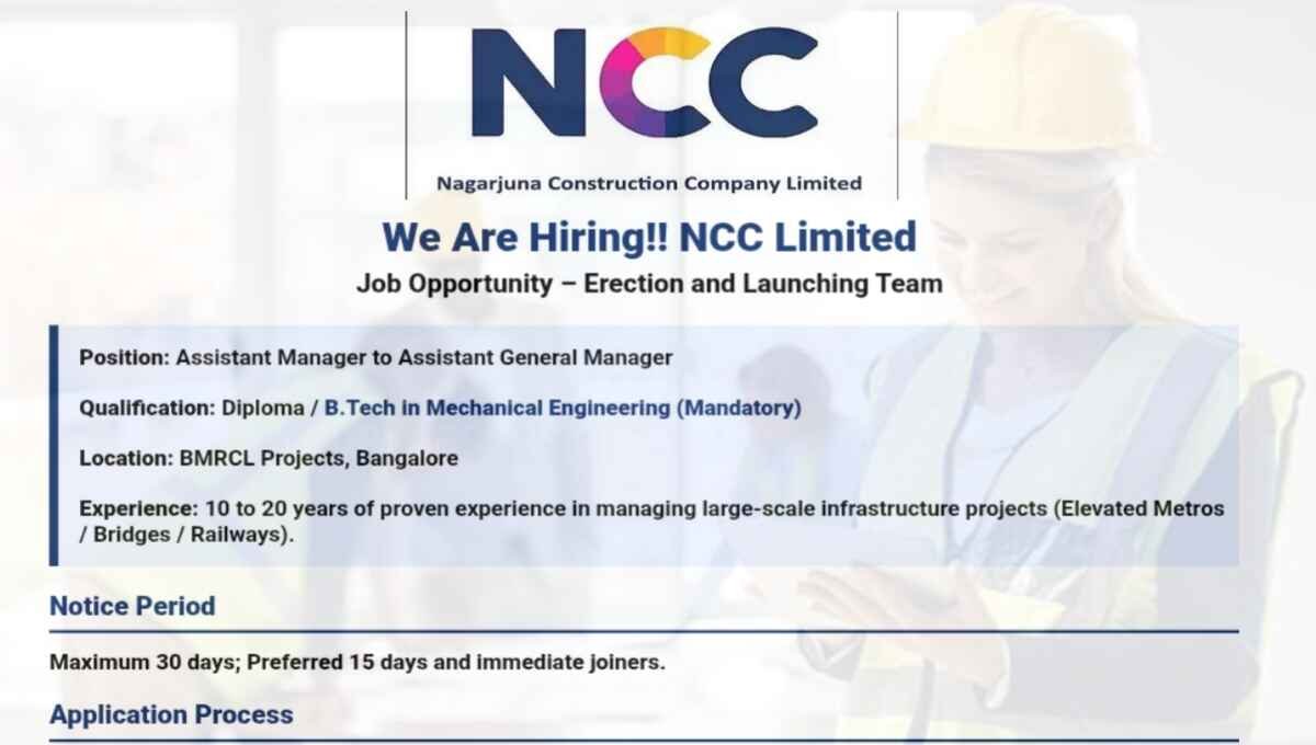 NCC Limited is hiring Now