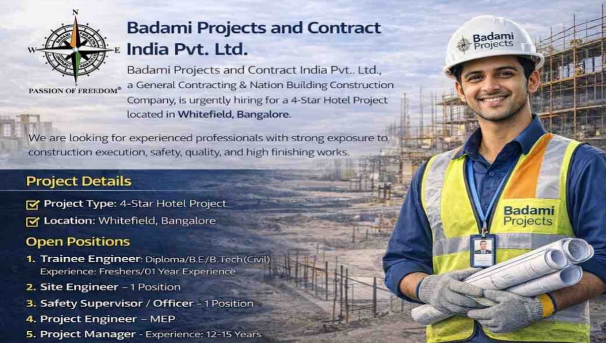 Badami Projects And Contarct India Pvt Ltd Hiring