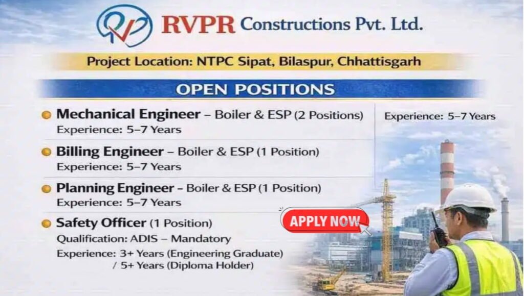 RVPR Constructions Pvt. Ltd. Hiring 2026