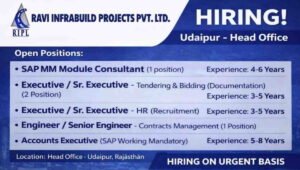 Ravi Infrabuilt Projects Ltd Urgent Hiring 2026