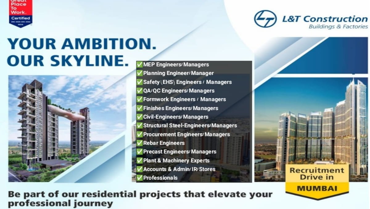 L&T Construction Recruitment Drive in Mumbai