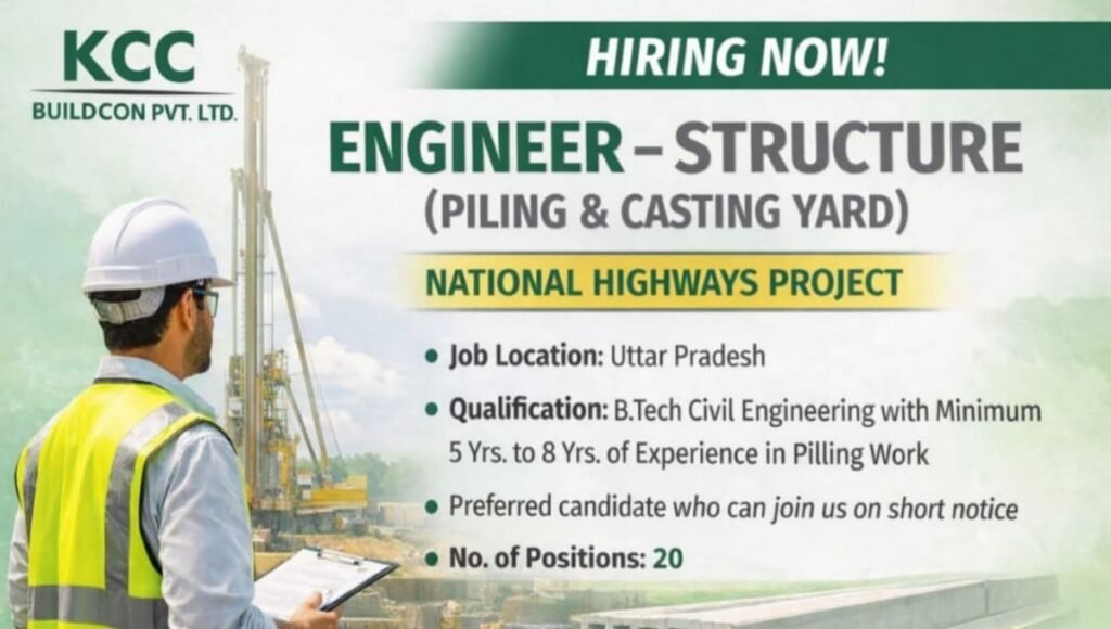 KCC Buildcon Pvt Ltd Hiring