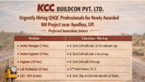 KCC Buildcon Urgent Hiring