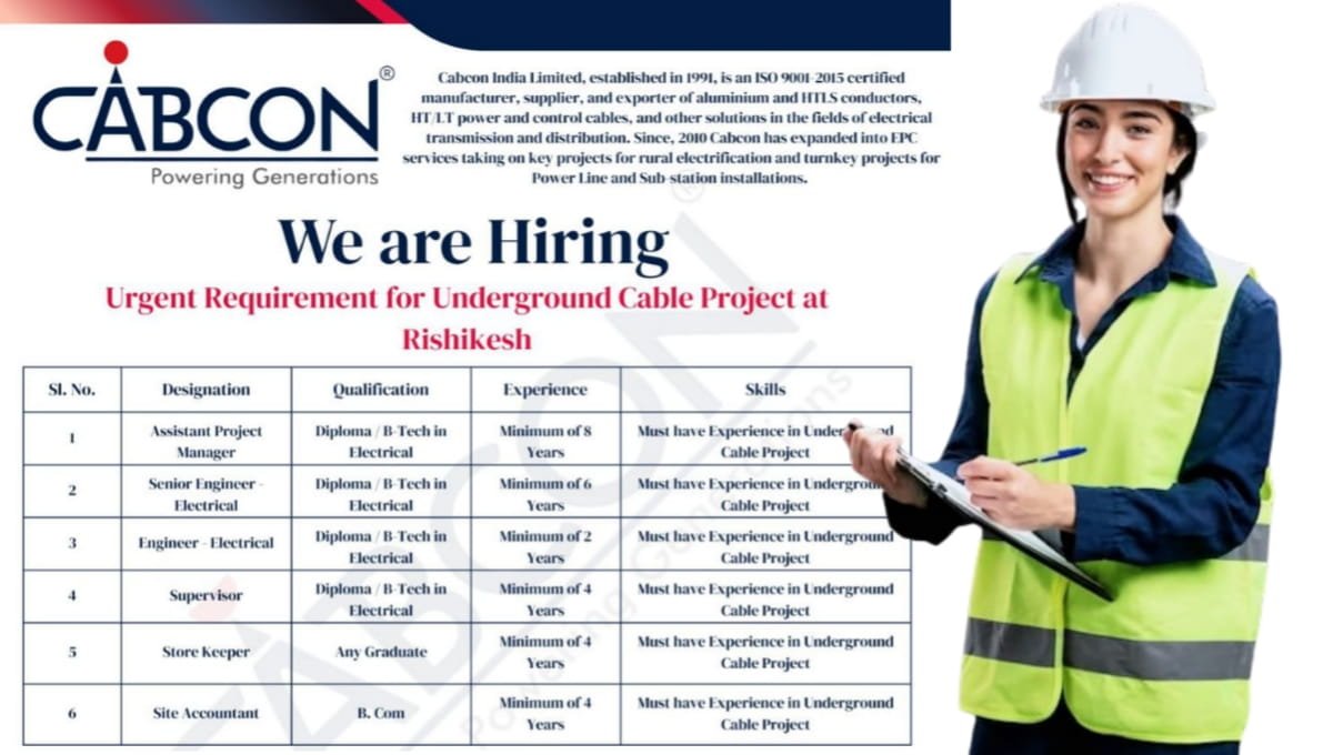 Cabcon India Recruitment 2026