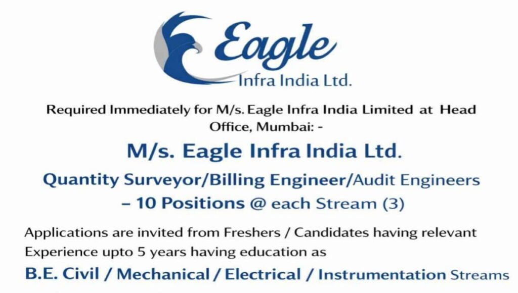 Eagle Infra India Ltd Hiring 2026