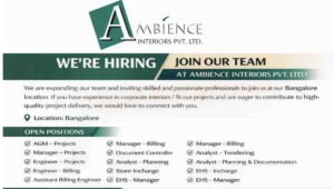 Ambience Interiors Pvt Ltd Hiring 2026