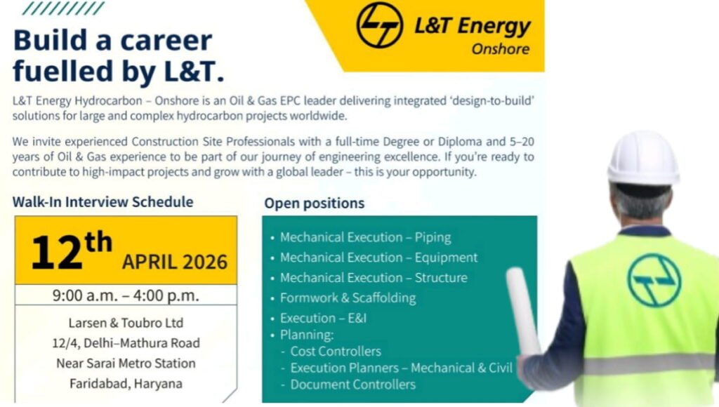 L&T Energy Walk-In Interview