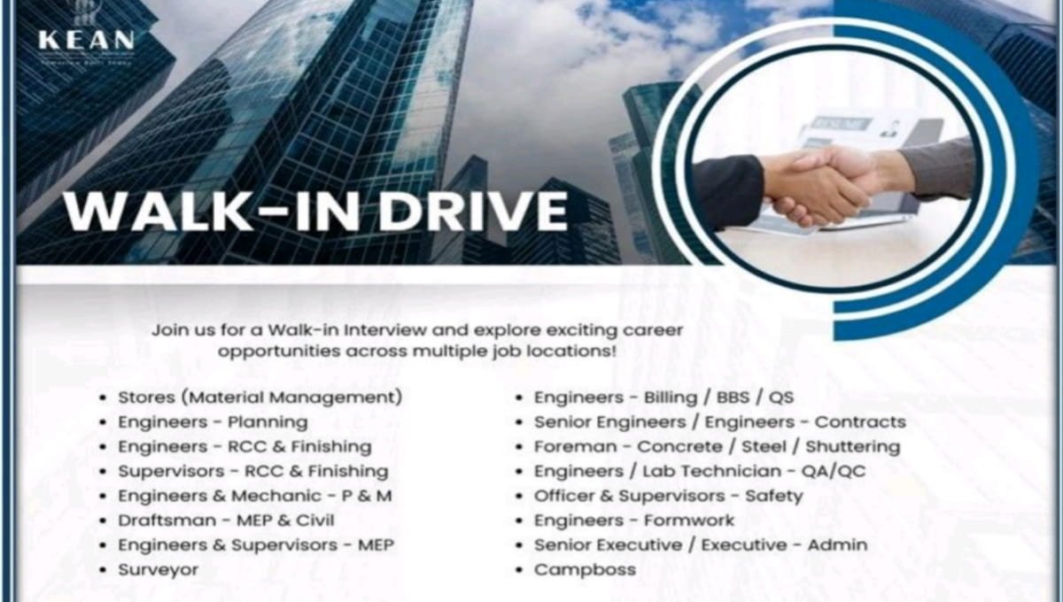Kean Construction Walk-In Interview 2026