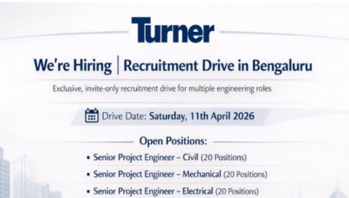 Turner Hiring Civil Mechanical Electrical Engineers