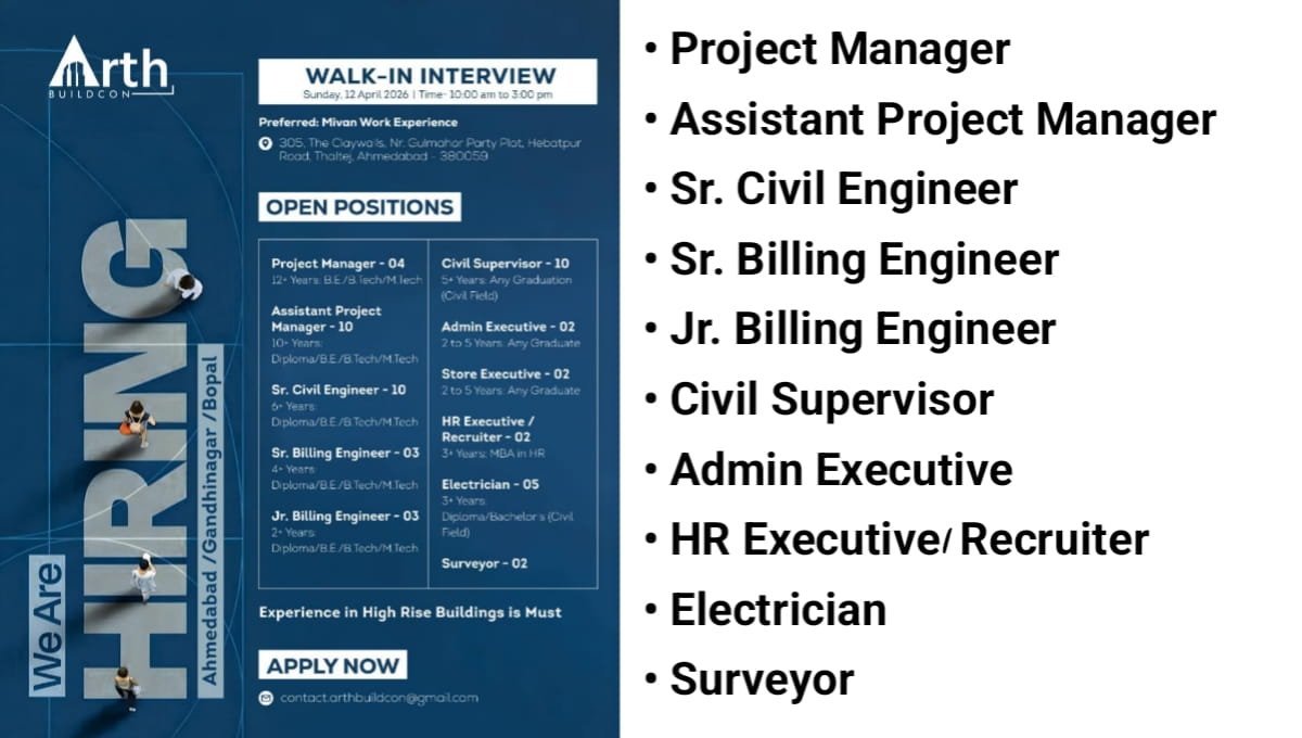 Arth Buildcon Walk-in Interview 2026