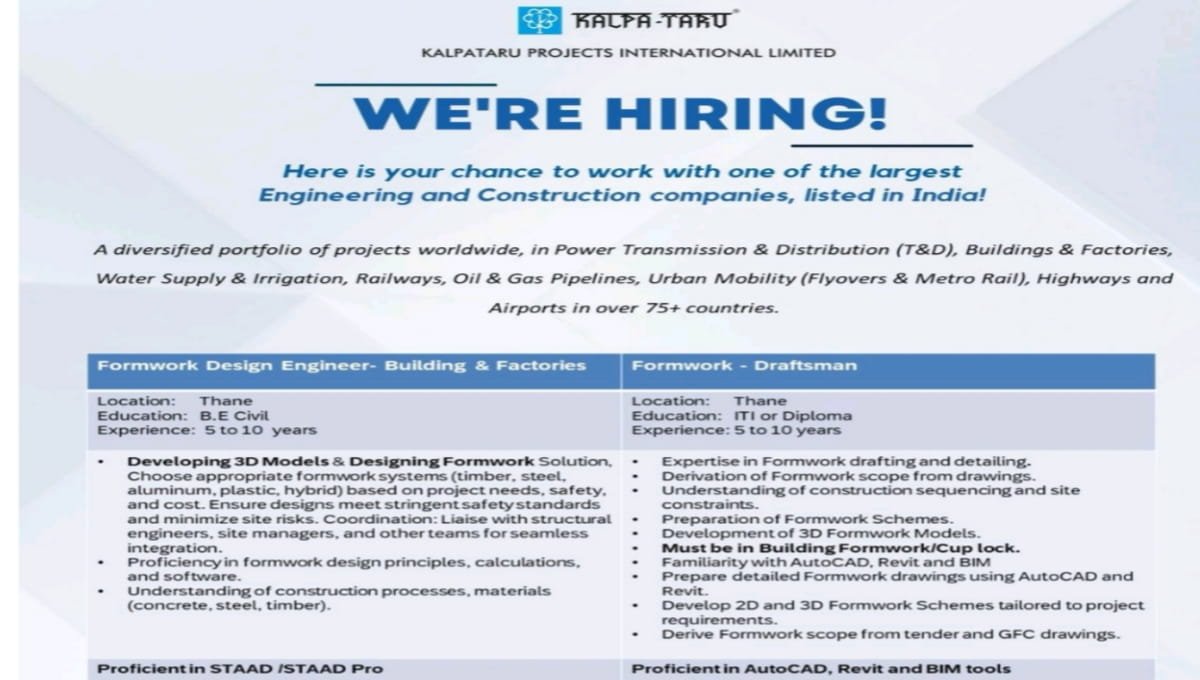 Kalpataru Projects International Ltd Hiring