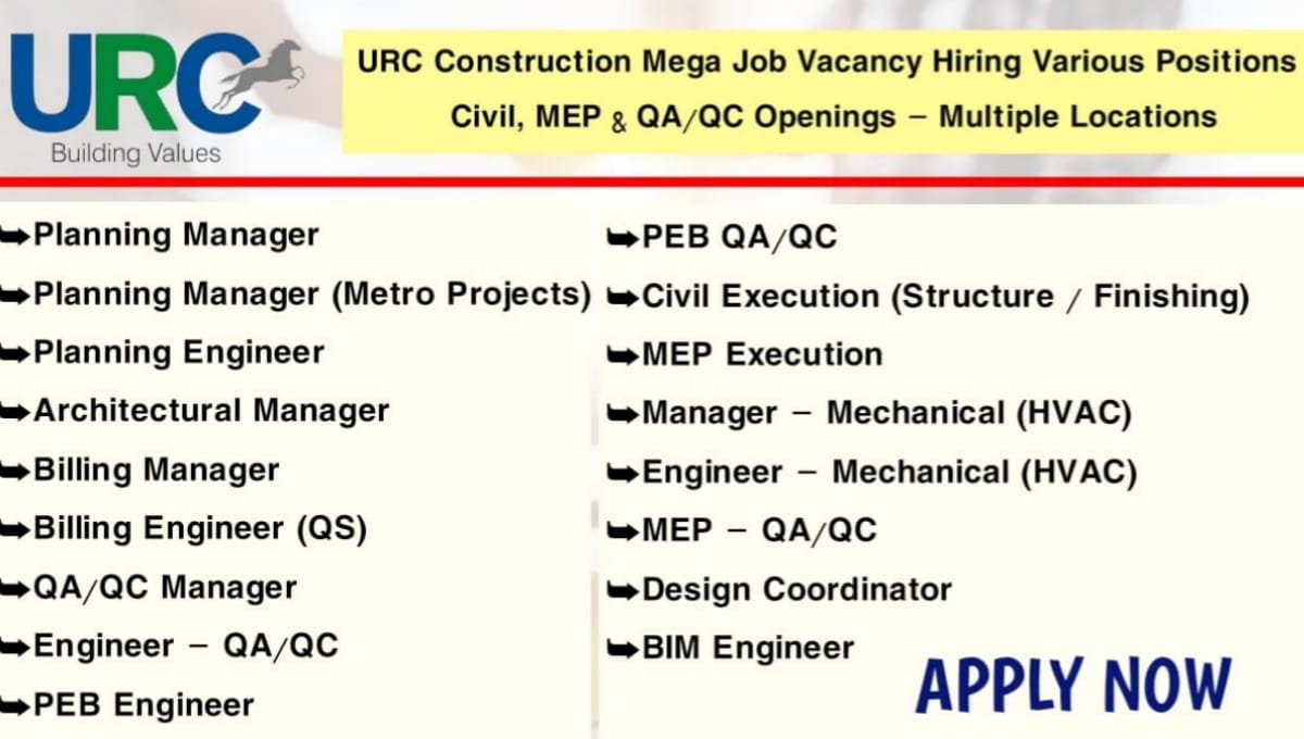 URC Construction Mega Job Vacancy
