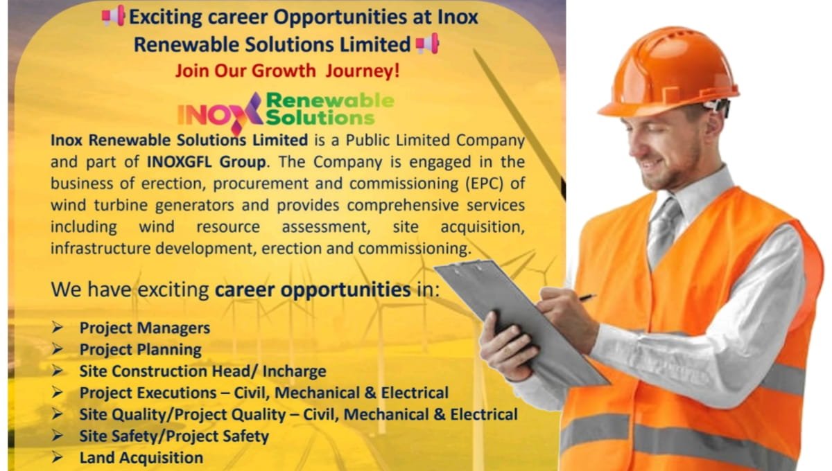Inox Renewable Solutions Limited Hiring 2026