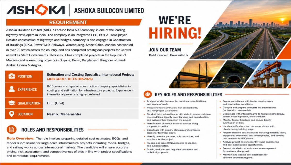 Ashoka Buildcon Limited Recruitment 2026