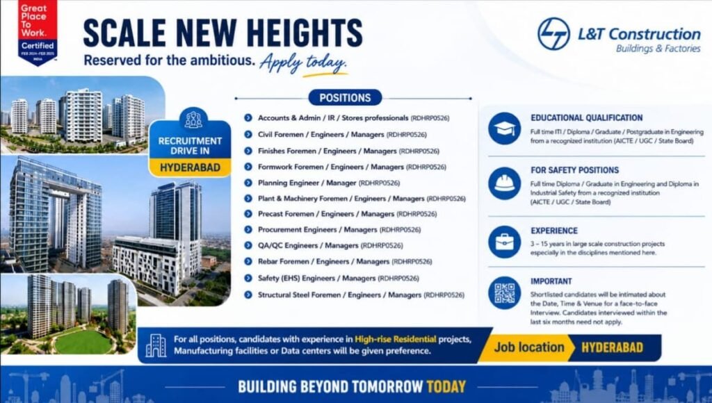 L&T Construction Recruitment Drive 2026