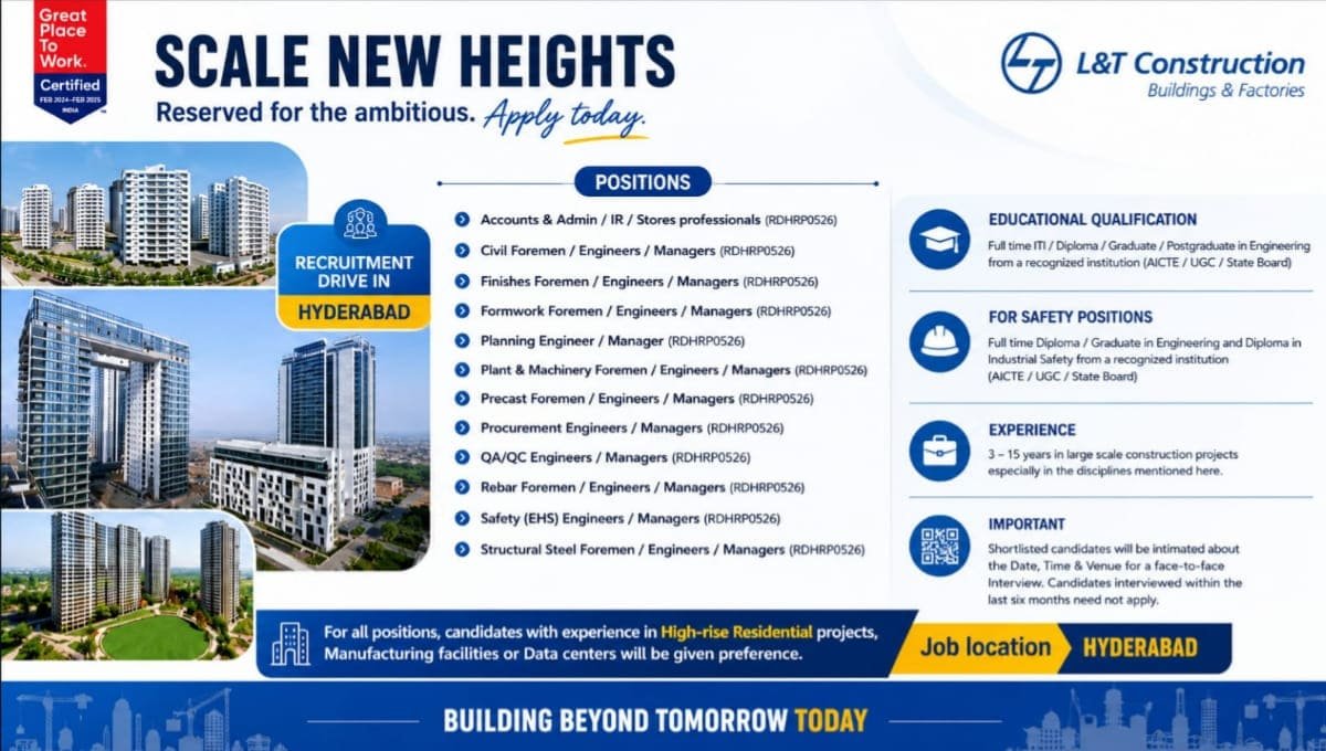 L&T Construction Recruitment Drive 2026