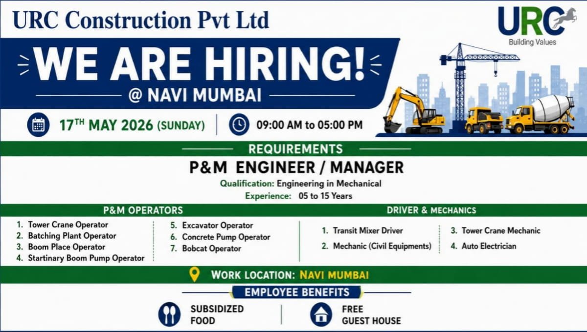 URC Construction Walk-In Interview 2026