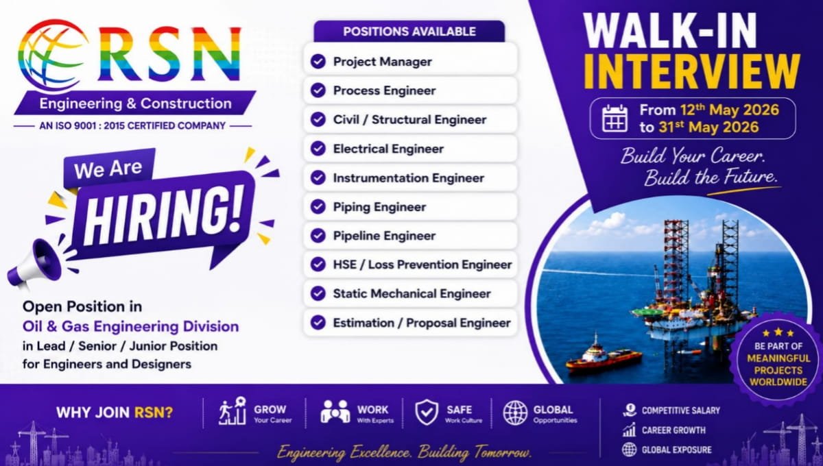 RSN Engineering & Construction Walk-In Interview 2026