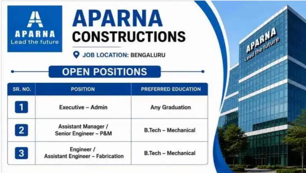 Aparna Constructions Hiring 2026