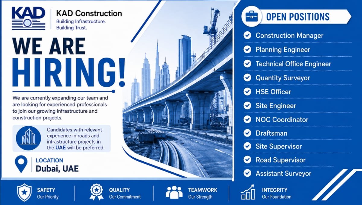 KAD Construction Recruitment 2026
