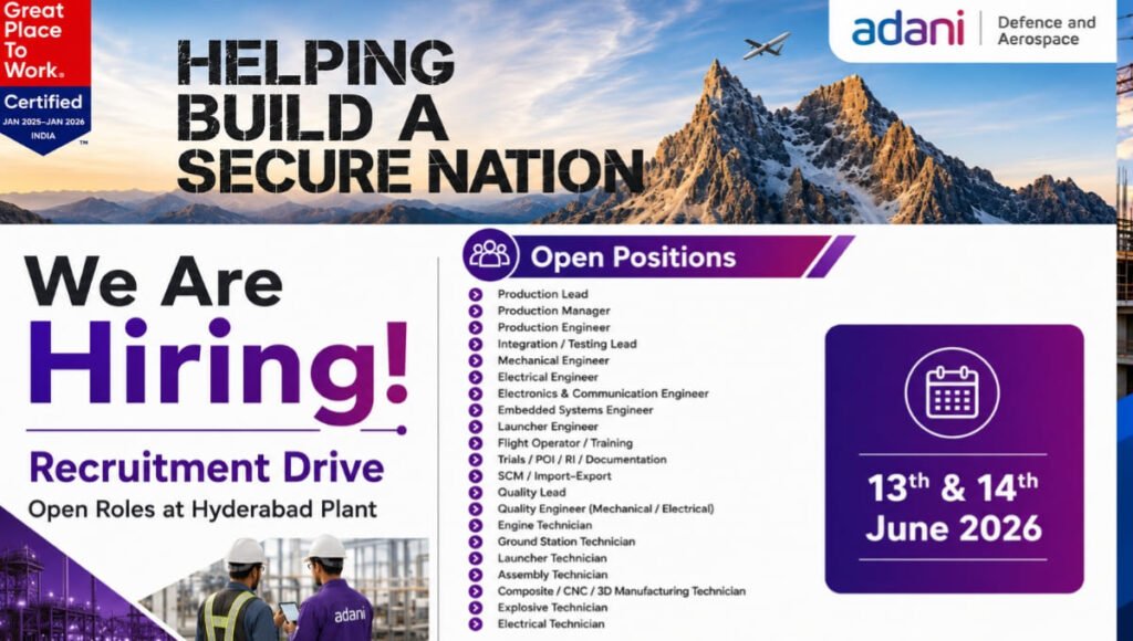Adani Defence & Aerospace Recruitment Drive 2026