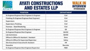 Ayati Constructions Recruitment Drive 2026
