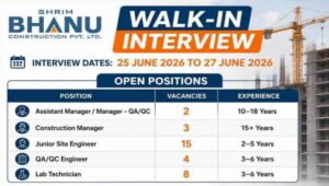 Shrim Bhanu Construction Walk-In Interview