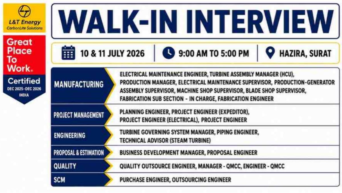 L&T Energy-CarbonLite Solutions Walk-In Interview 2026