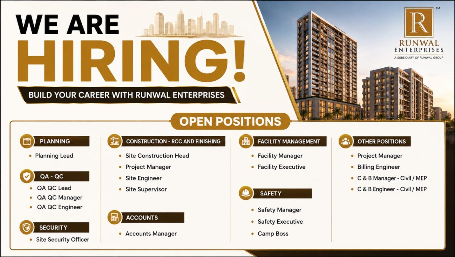 Runwal Enterprises Recruitment