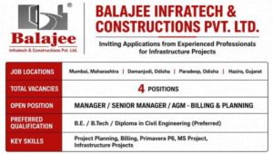 Balajee Infratech & Constructions Vacancy