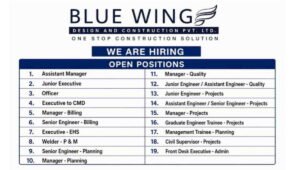 BlueWing Design and Construction Pvt Ltd Vacancy