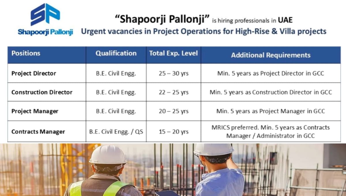 Shapoorji Pallonji Urgent Requirement at UAE