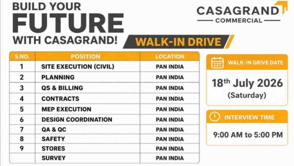 Casagrand Ecotech Walk-In Interview 2026