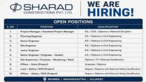 Sharad Constructions Recruitment 2026