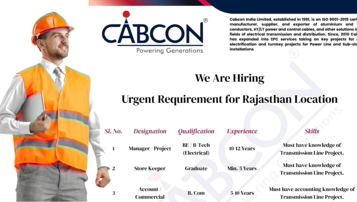 Cabcon India Limited Urgent Requirement