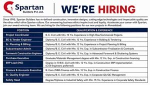 Spartan Builders Pvt Ltd Vacancy
