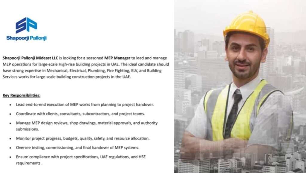 Shapoorji Pallonji Mideast LLC Recruitment 2026