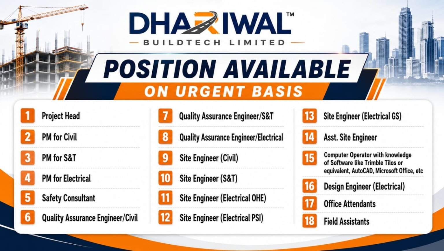 Dhariwal Buildtech Limited Recruitment