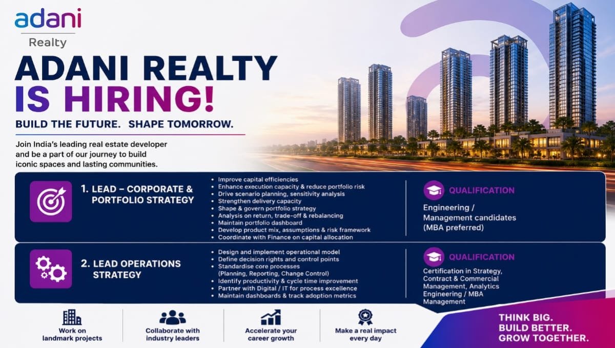 Adani Realty Job Vacancy 2026