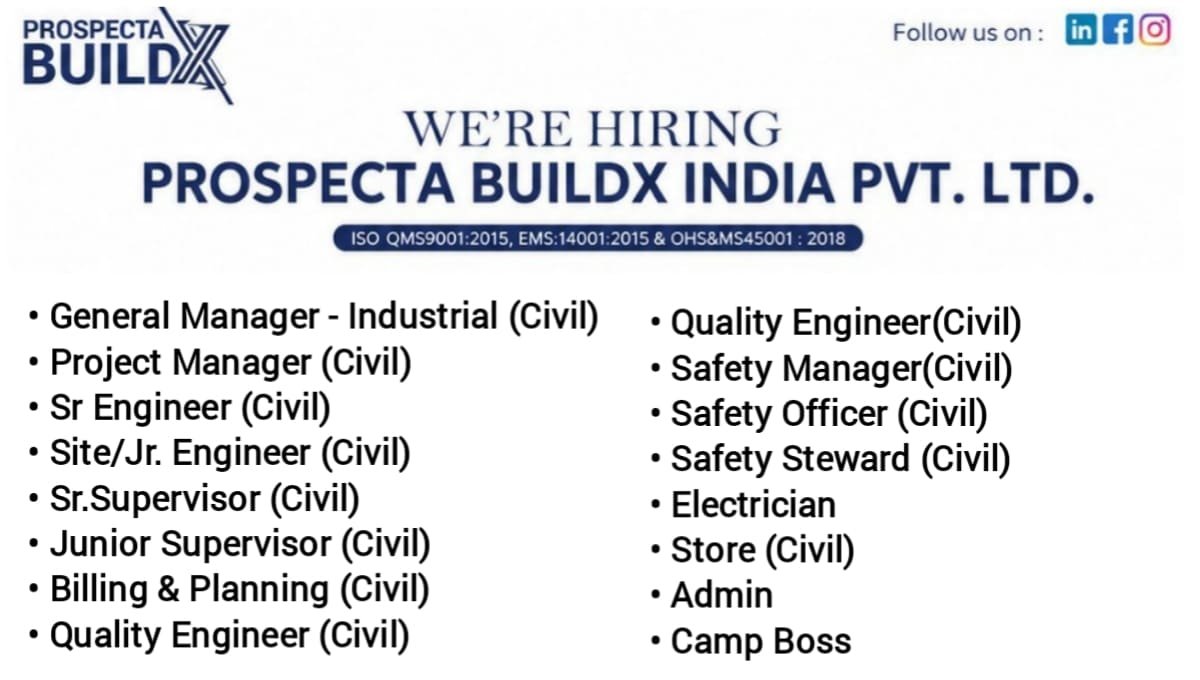 Prospecta Buildx India Job Vacancy 2026