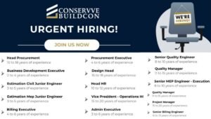 Conservve Buildcon Urgent Hiring