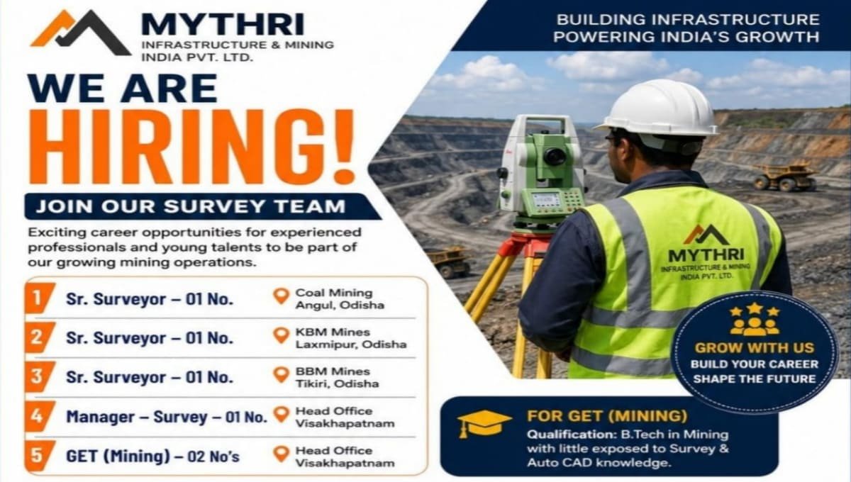 Mythri Infrastructure & Mining India Pvt Ltd Hiring