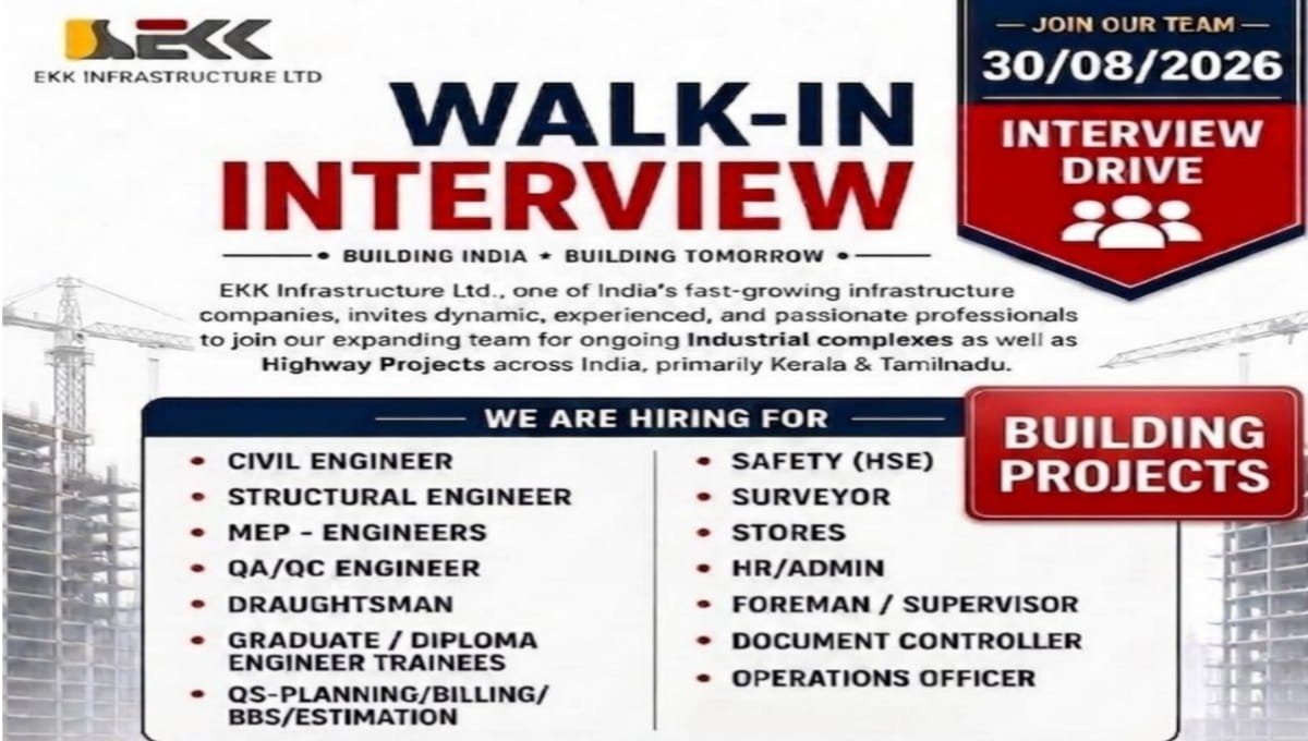 EKK Infrastructure Ltd Walk-in Interview 2026