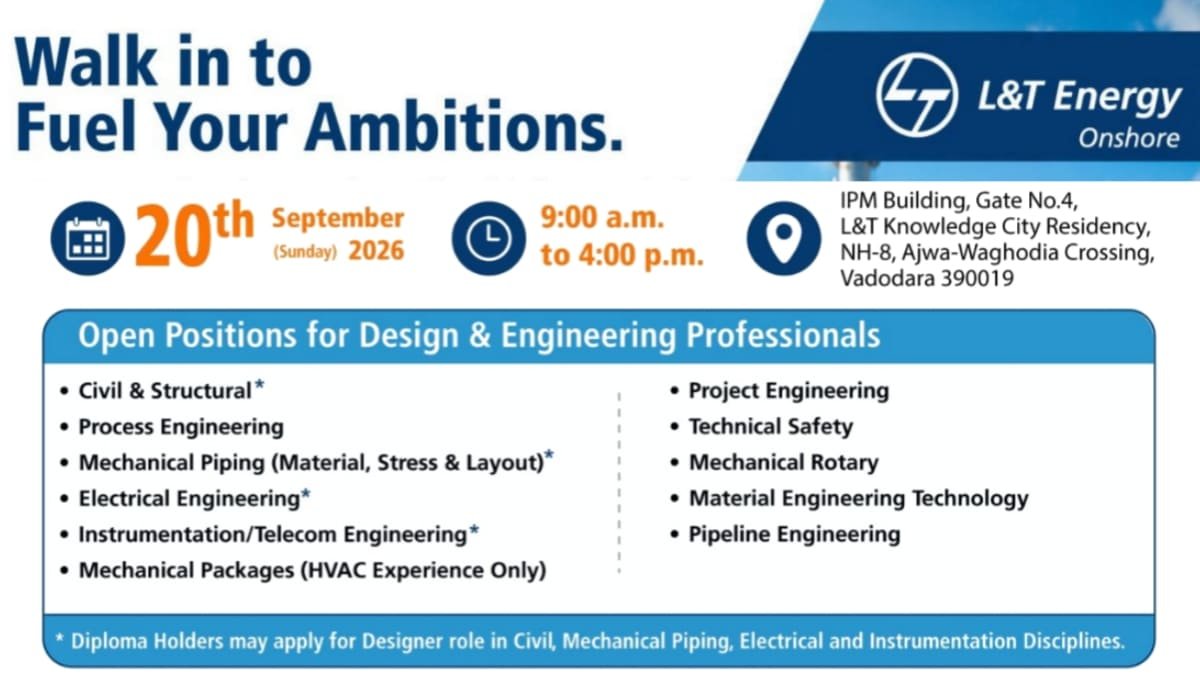 L&T Energy Walk-In Interview at Vadodara
