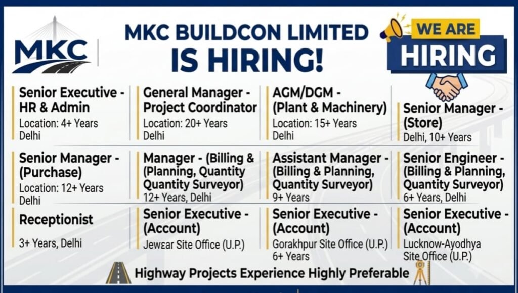 MKC Buildcon Limited Recruitment